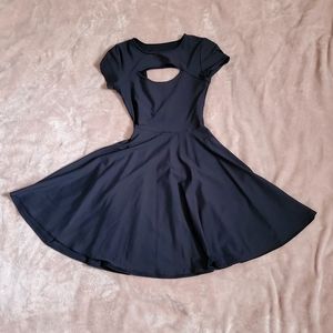 Blackmilk Matte Black Peephole Skater Dress Small